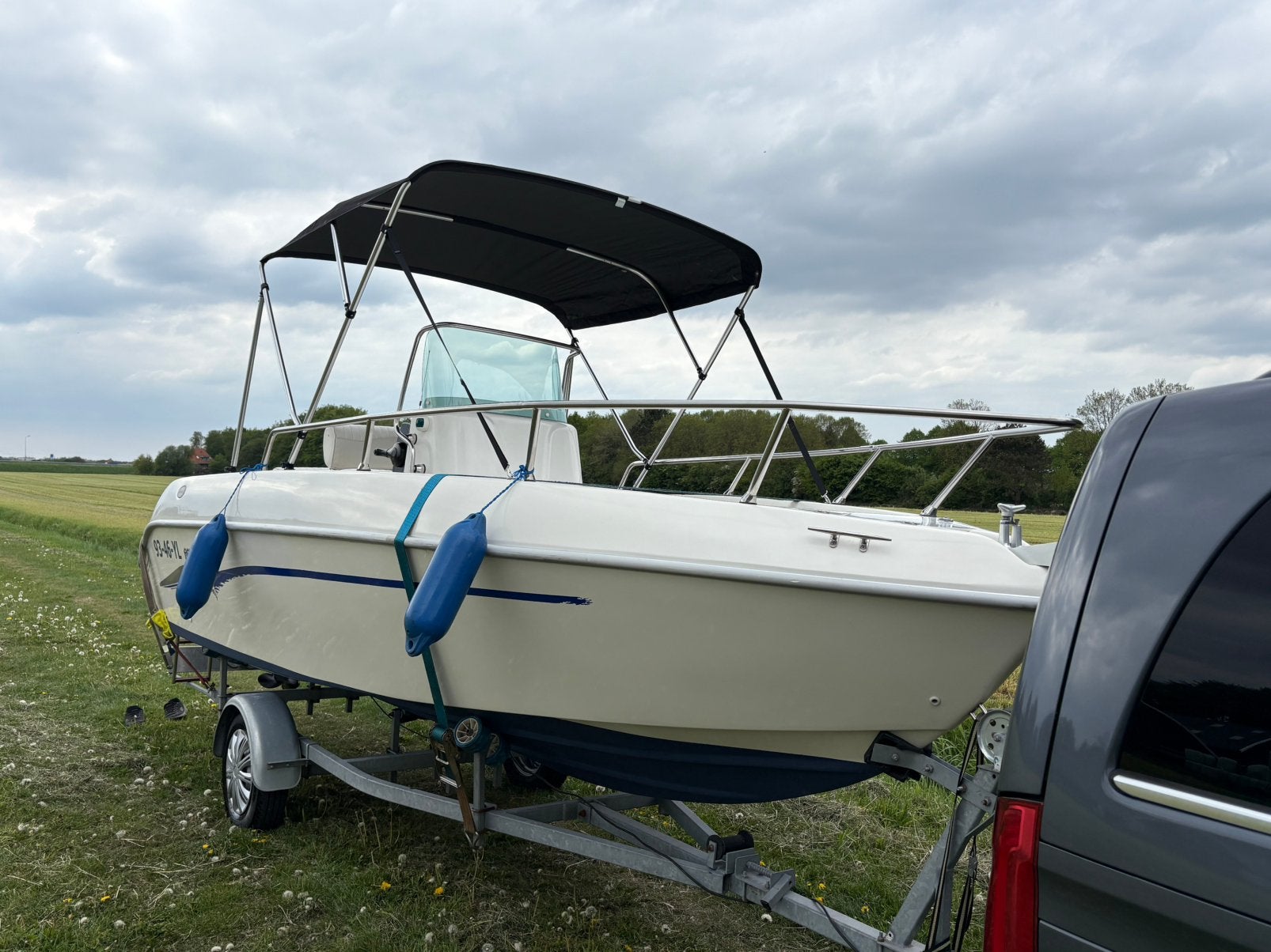Ruime console boot 5,20 met trailer en motor mercury, Ophalen, Overige merken, Gebruikt, Viertaktmotor