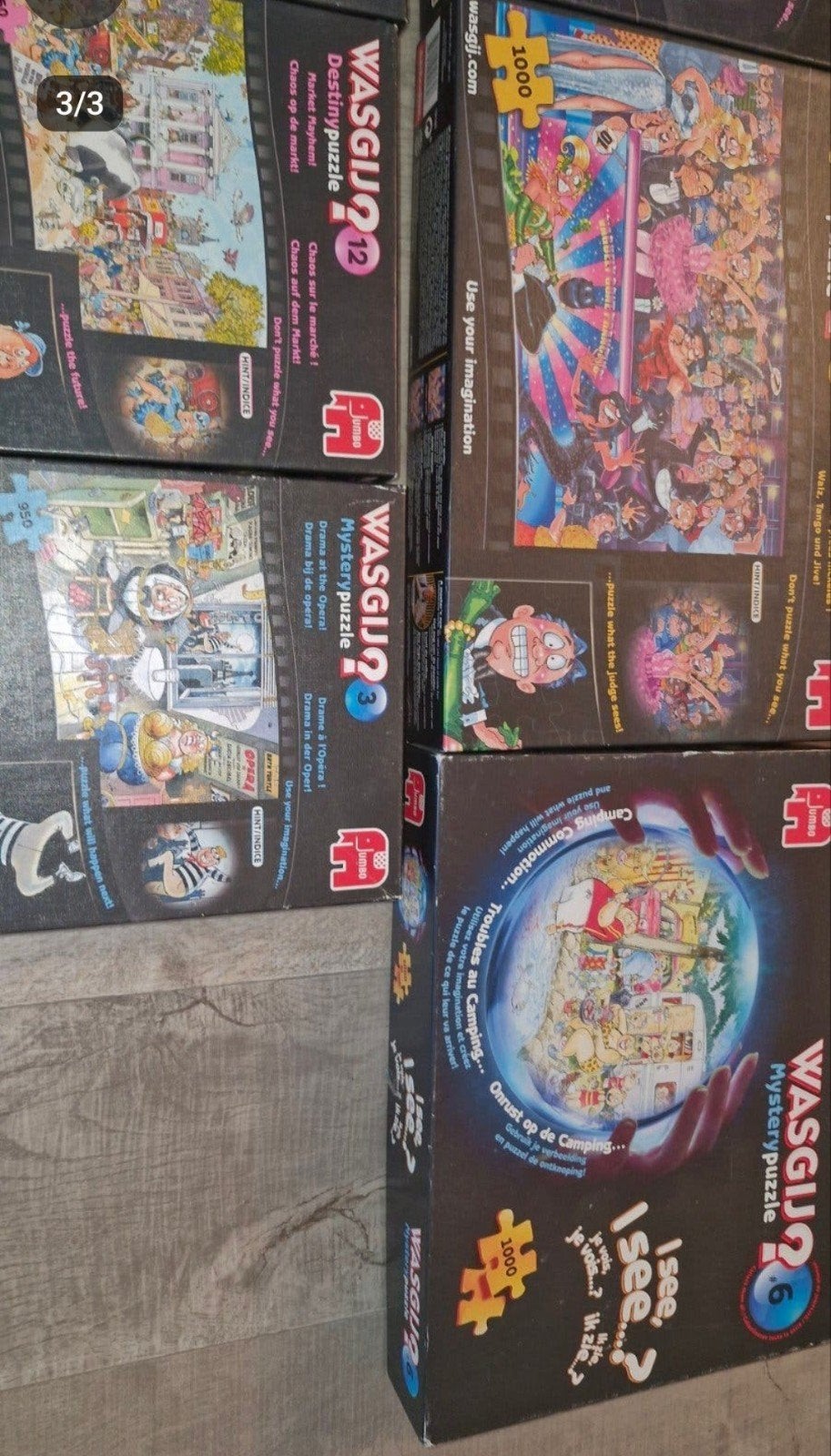 Verschillende Wasgij puzzels, Hobby en Vrije tijd, Ophalen of Verzenden, 500 t/m 1500 stukjes, Gebruikt, Legpuzzel