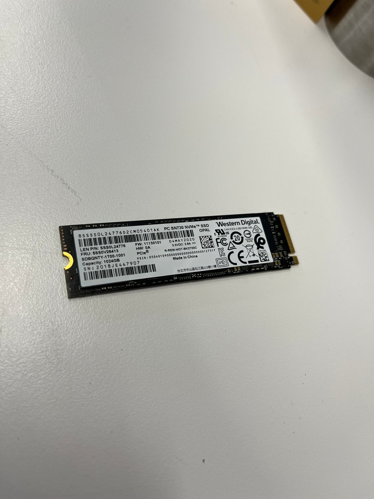 WD SN730 NVMe PCIe 1TB SSD, Ophalen, Intern, SSD, Western Digital (WD)