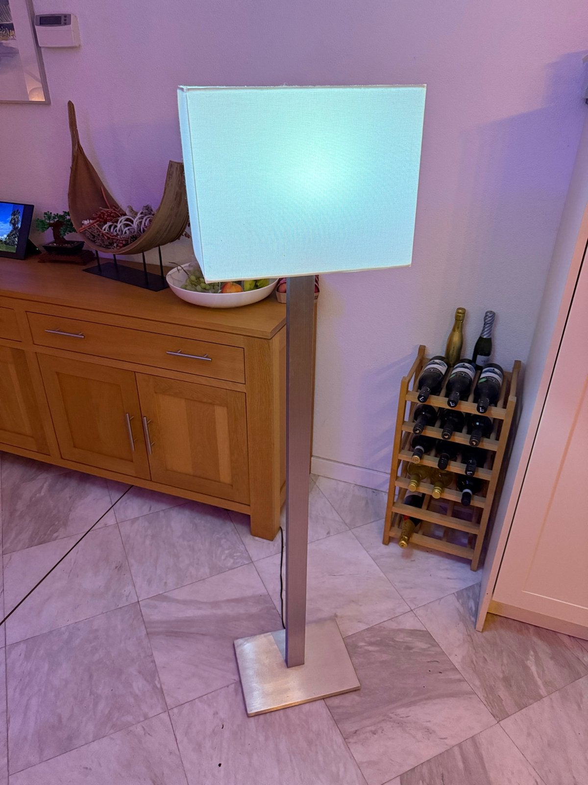 2x Moderne staande lamp met witte kap, Huis en Inrichting, Ophalen, Gebruikt, Metaal, 100 tot 150 cm