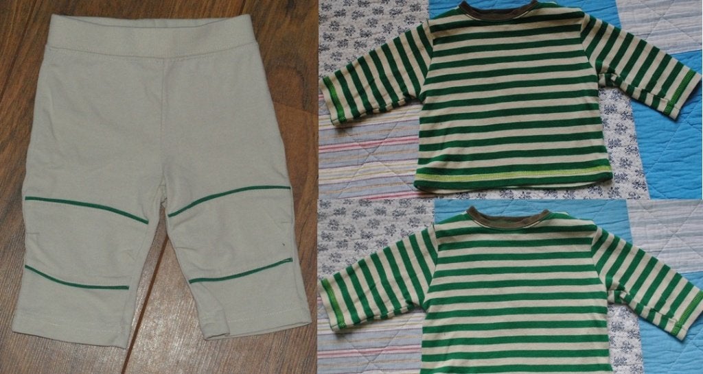 Setje beige groen tricot broekje babybroekje shirt HEMA 62, Nieuw, Ophalen of Verzenden, Setje, Hema