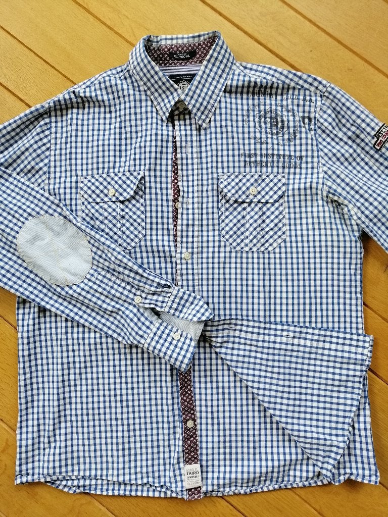 THIRD REPUBLIC bloes blauw wit ruit maat XL, Blauw, Ophalen of Verzenden, Zo goed als nieuw, THIRD REPUBLIC