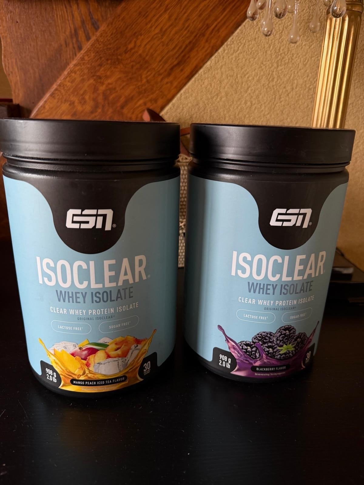 ESN ISOCLEAR Whey Isolate - Mango Peach & BlackBerry, Sport en Fitness, Ophalen of Verzenden, Zo goed als nieuw, Poeder of Drank
