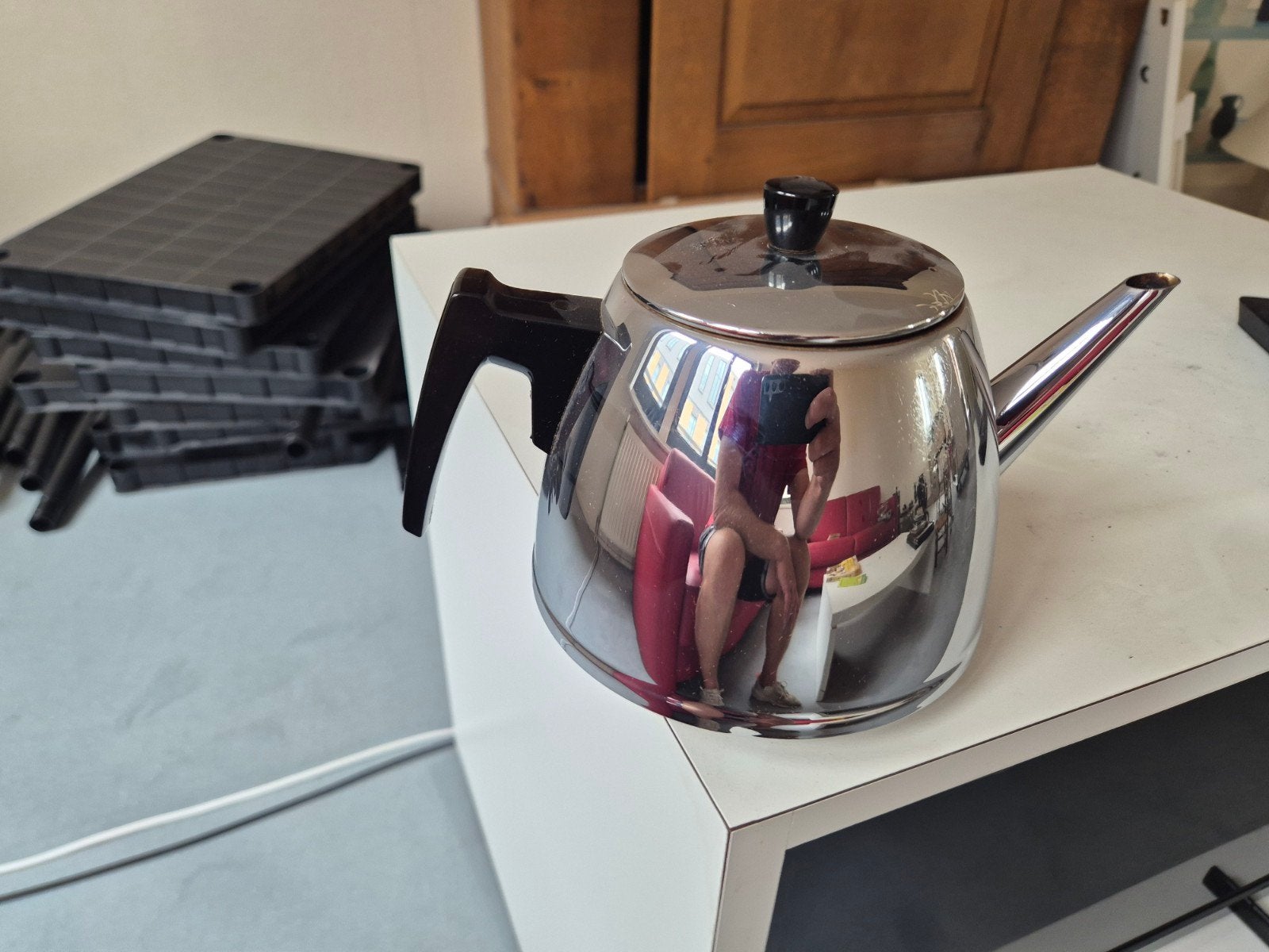 Bredemeijer Hilversum Holland vintage Theepot - RVS, Antiek en Kunst, Ophalen