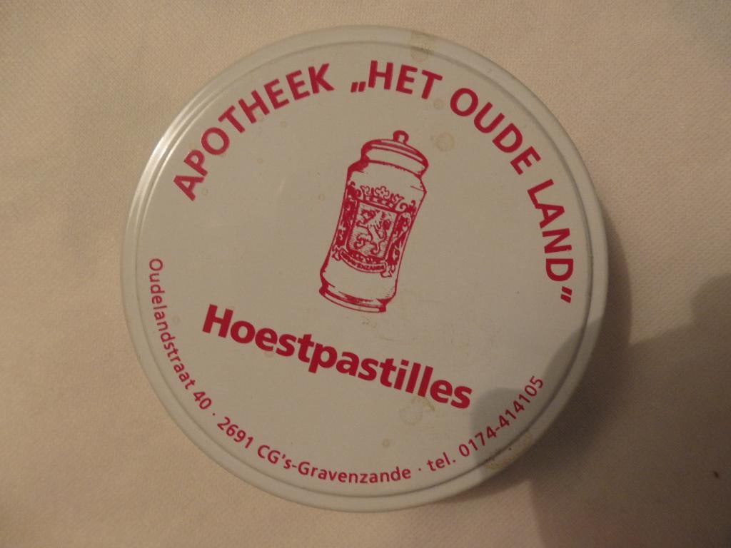 Blikje Hoestpastilles het oude land, Ophalen of Verzenden, Zo goed als nieuw, Overige
