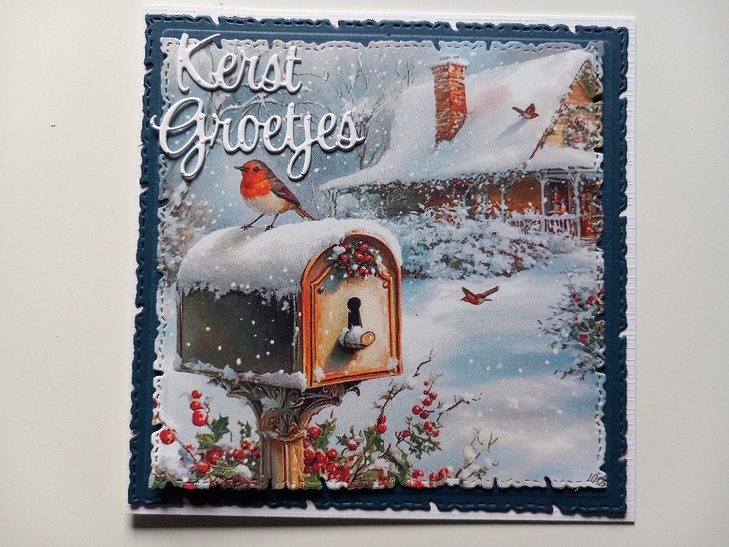 Set 2520 dubbele kaart met opleg., Hobby en Vrije tijd, Ophalen of Verzenden, Nieuw, Kerst, Blanco kaart of Basiskaart