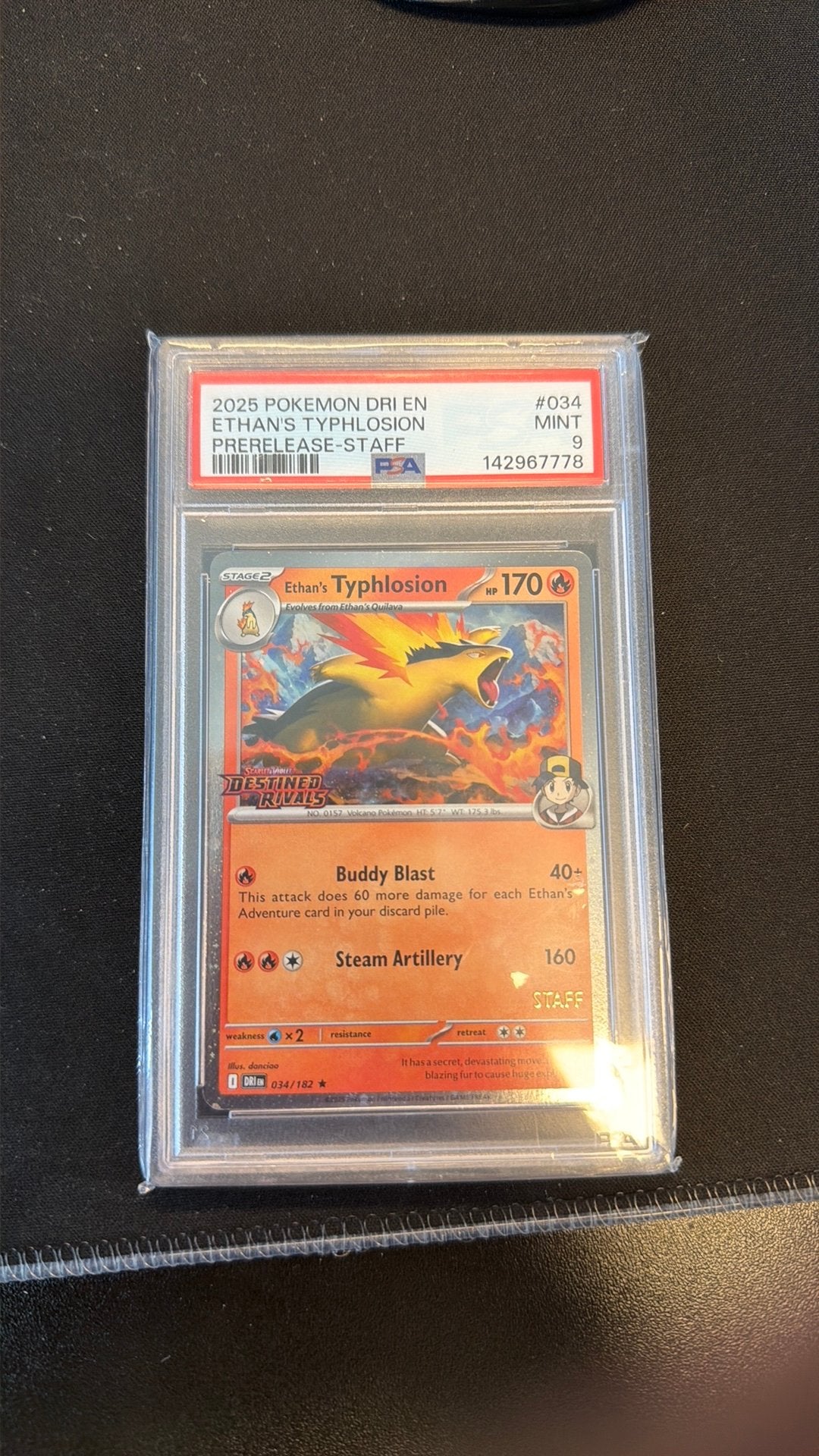 Typhlosion STAFF #034 PSA 9, Ophalen of Verzenden, Zo goed als nieuw