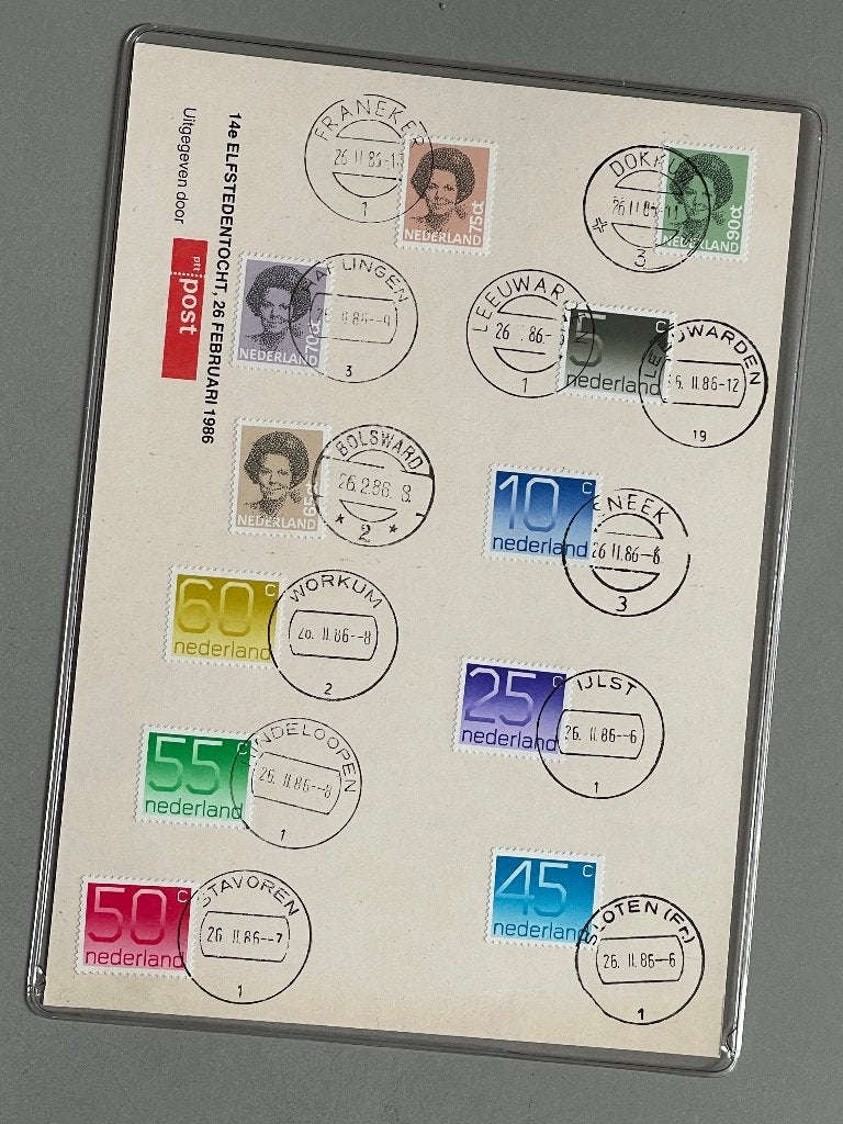 PTT Herinneringsuitgifte 14e Elfstedentocht 26 -2-1986 , Postzegels en Munten, Ophalen of Verzenden, Onbeschreven, Nederland