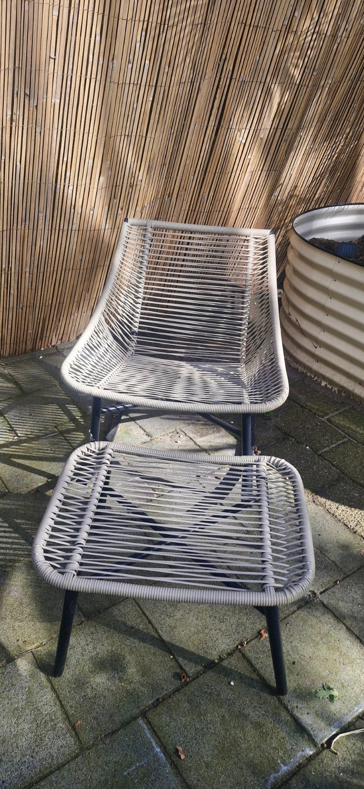 Tarrington House Tuinstoel met Voetenbank, Tuin en Terras, Ophalen, Gebruikt, Wicker
