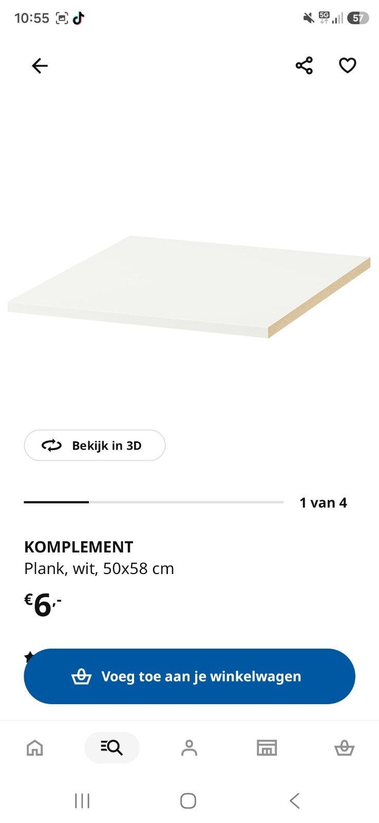 15 stuks IKEA KOMPLEMENT Plank wit 50x58 cm, Pax kast, Ophalen