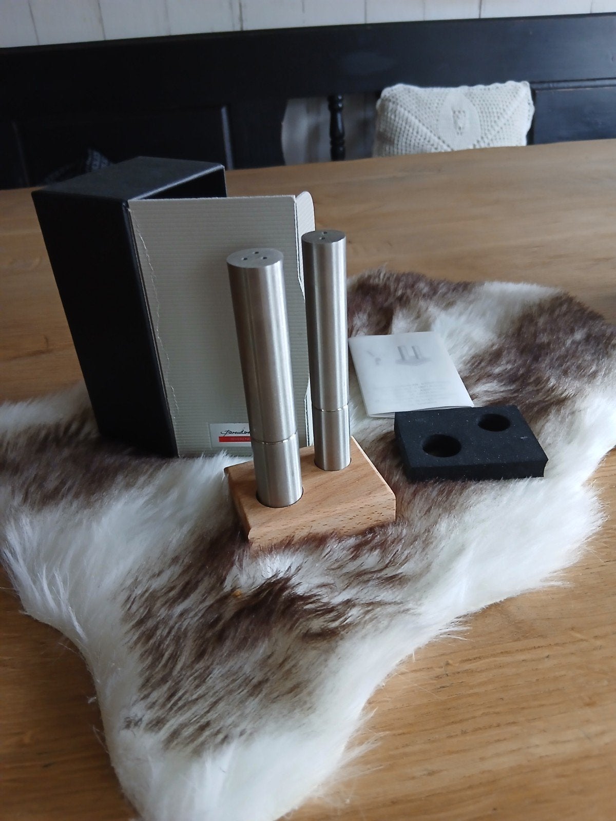 Berendssohn peper- en zoutstel in RVS, Overige typen, Zilver, Ophalen of Verzenden, Zo goed als nieuw