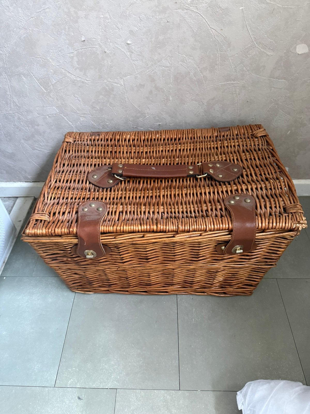 Vintage picnic set, Ophalen, Zo goed als nieuw, Rond, Riet