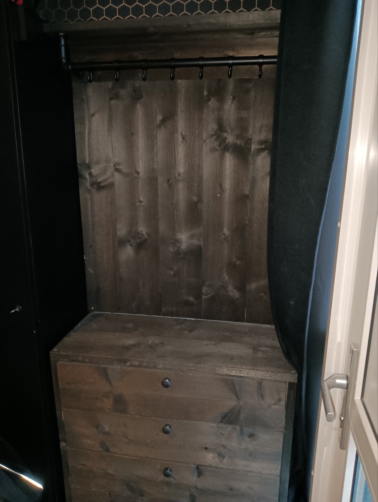 Steigerhout kapstok met ladenkast, Zo goed als nieuw, Minder dan 100 cm, Hout, Ophalen