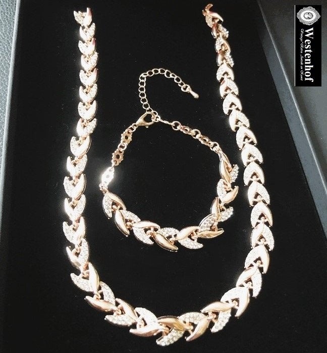 Sieraden set juwelier custom - rose goud ketting + armband, Sieraden, Tassen en Uiterlijk, Kettingen, Verzenden, Nieuw, Goud, Overige materialen
