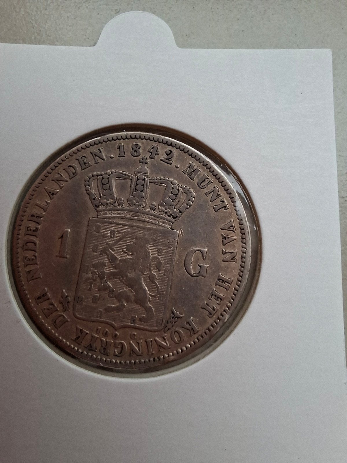 1 gulden 1842 lange hals, 1 gulden, Zilver, Ophalen of Verzenden, Losse munt