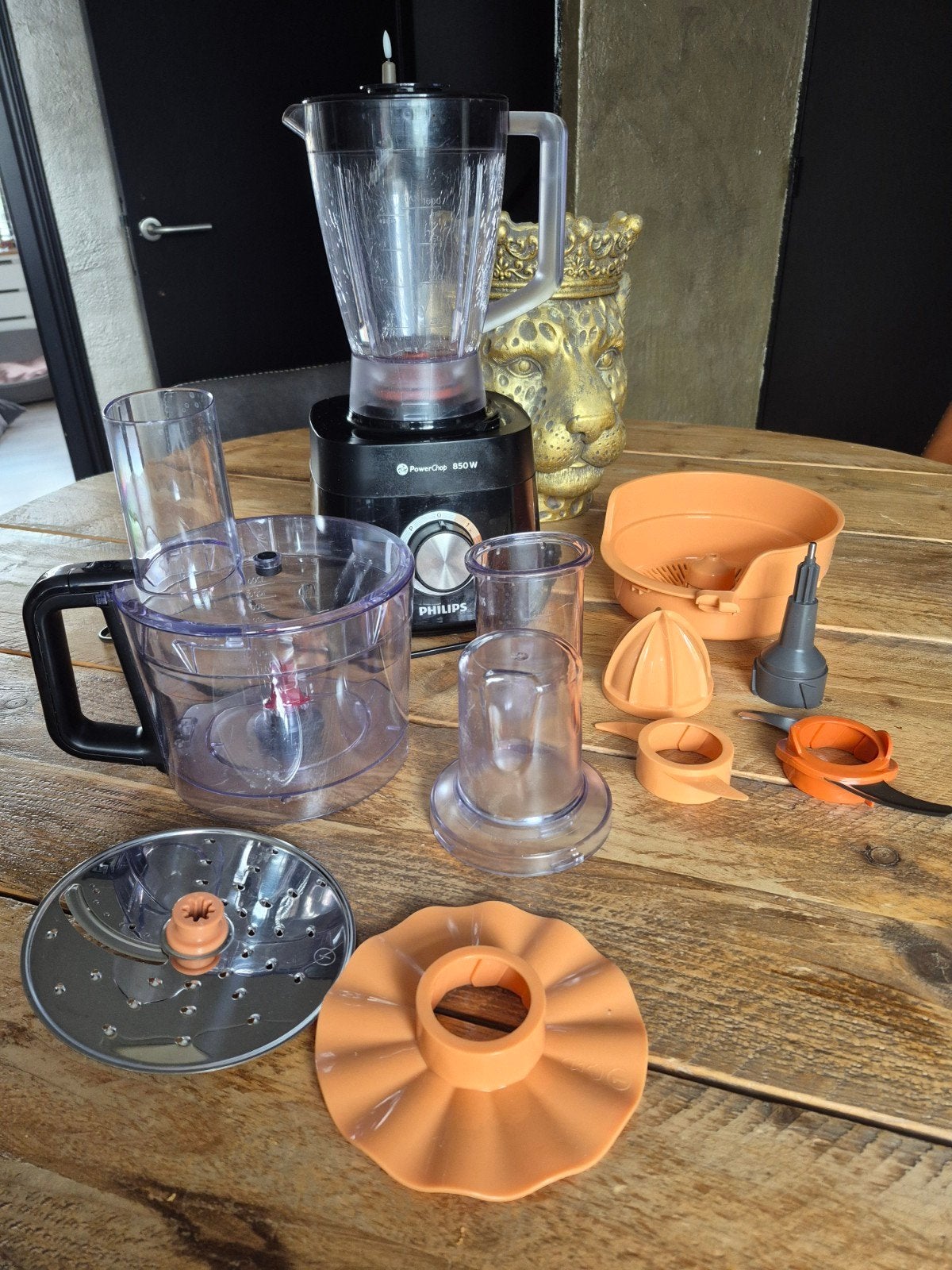 Philips PowerChop 850W Keukenmachine met Blender, 1 tot 2 liter, Ophalen, Gebruikt, 3 snelheden of meer