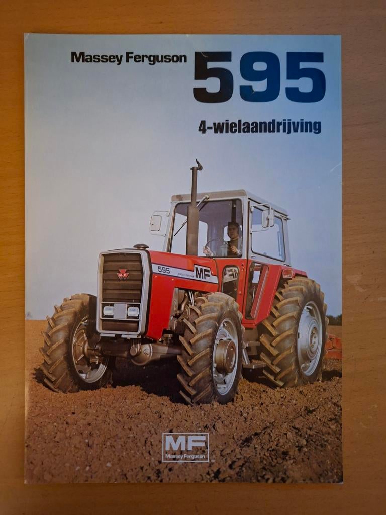 Folder Massey Ferguson MF 595 4 wielaandrijving, Ophalen of Verzenden, Gelezen, Tractor en Landbouw