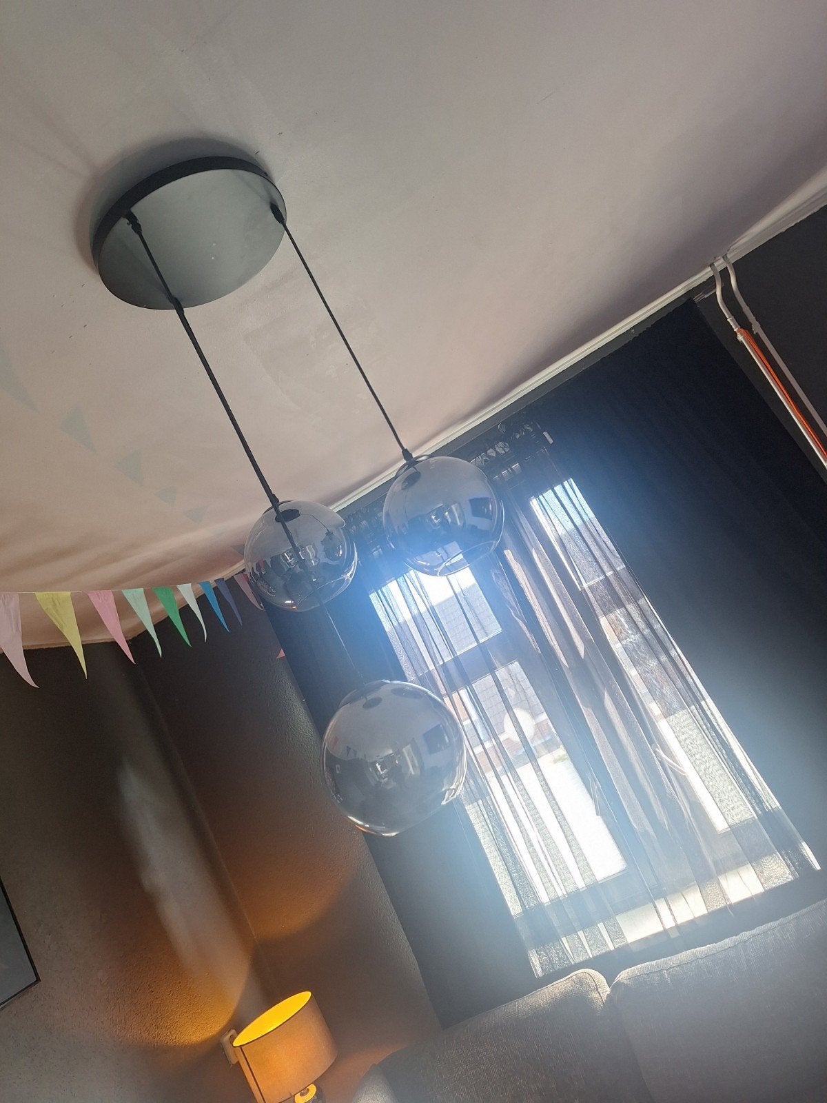 2x Eric Kuster stijl hanglamp met 3 bollen, Huis en Inrichting, Lampen | Hanglampen, Ophalen of Verzenden, Zo goed als nieuw