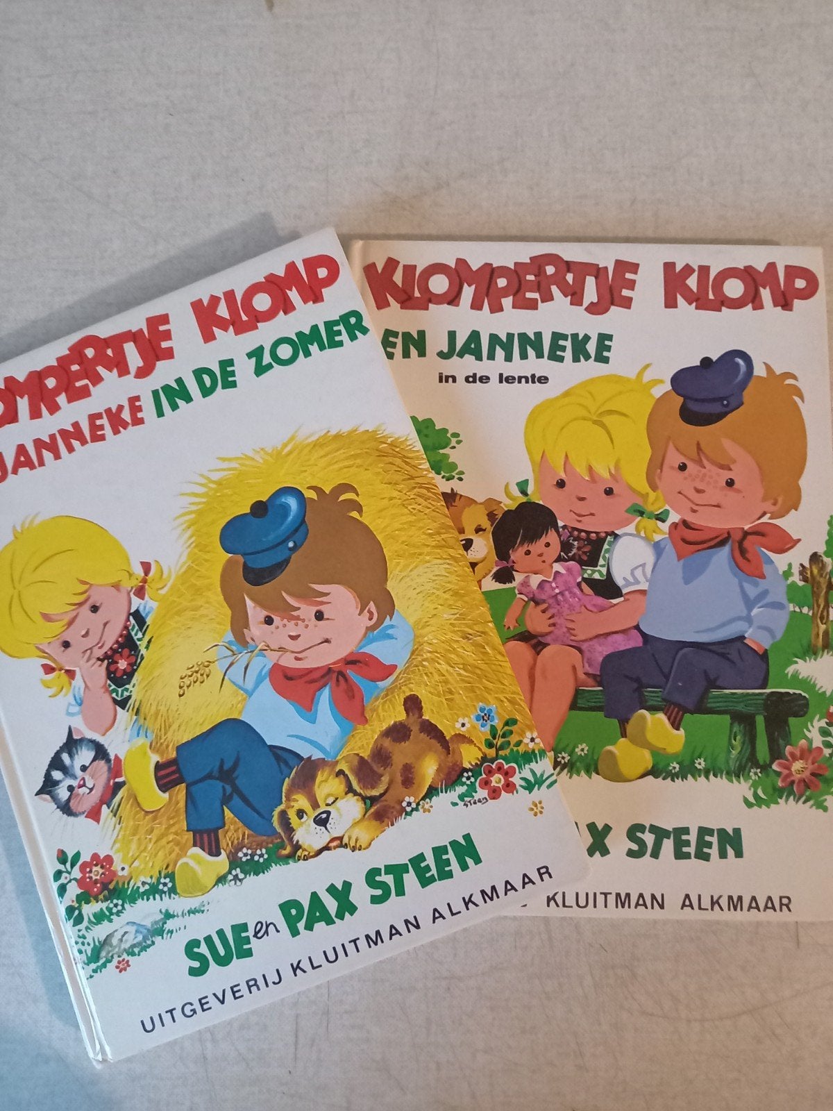 Klompertje Klomp en Janneke in de lente ,zomer 2 retro boeke, Ophalen of Verzenden, Gelezen, Sue Steen en Pax Steen, Sprookjes