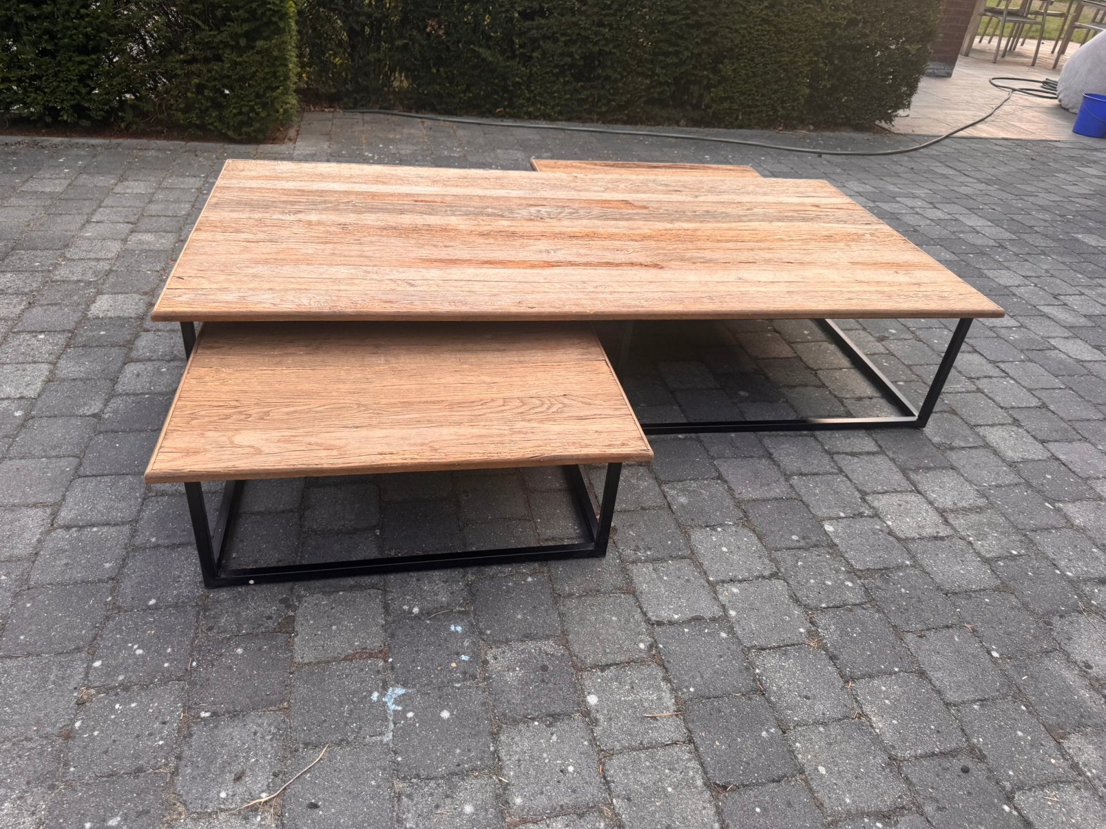 Originele Flamant salontafelset – Recycled Oak – 3-delig, Ophalen, 50 tot 100 cm, Zo goed als nieuw, Metaal