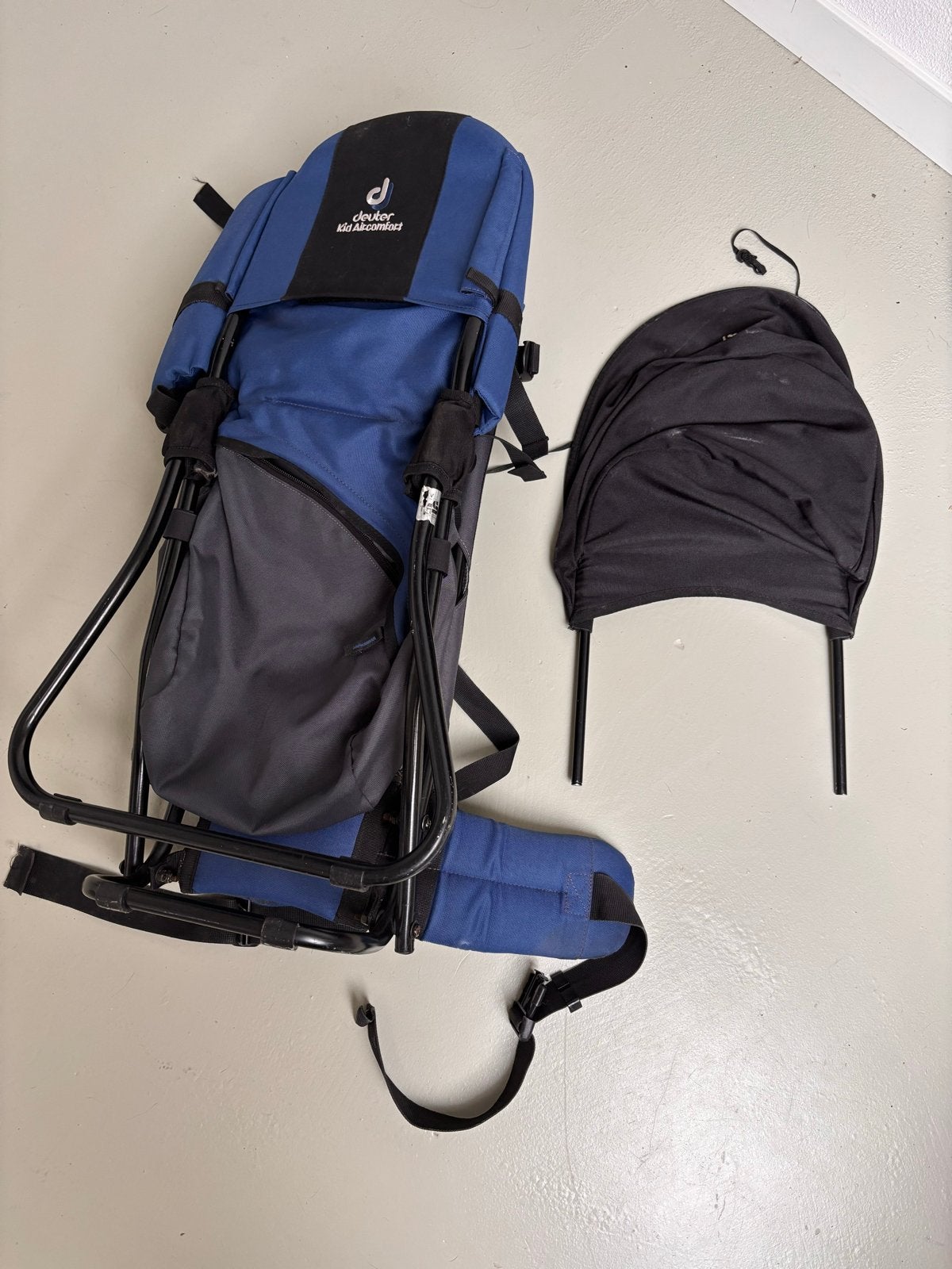 Deuter Kid Comfort Draagzak - Blauw/Zwart, Gebruikt, Rug, Draagzak, Ophalen