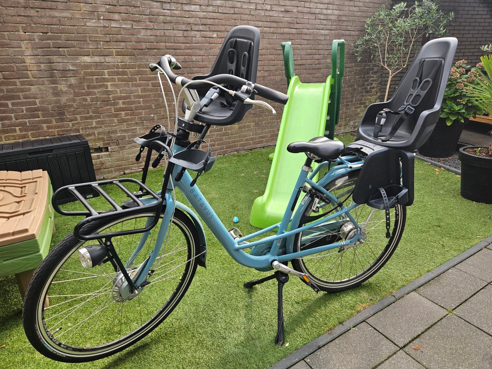 Batavus Mambo moederfiets 48cm met 2 Bobike kinderzitjes, Fietsen en Brommers, Fietsen | Dames | Moederfietsen, Ophalen, 2 zitjes