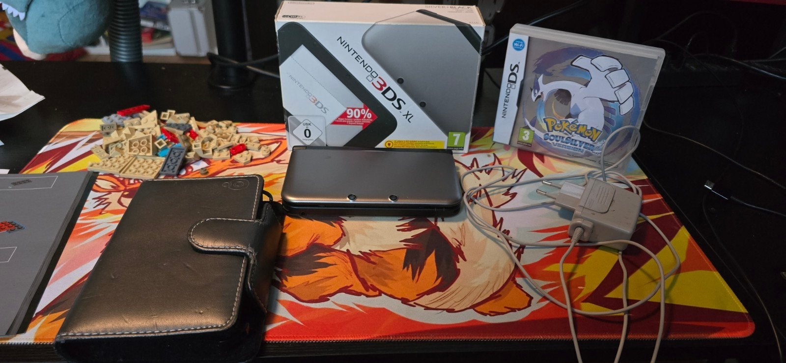 Nintendo 3DS XL Zilver/Zwart (In Doos) + Pokémon SoulSilver, Spelcomputers en Games, Met games, Zwart, 3DS XL, Ophalen of Verzenden