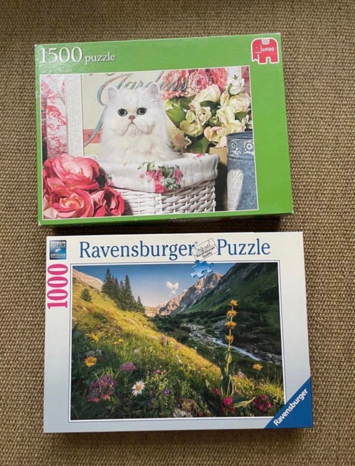 2x jigsaw puzzel pack, Ophalen, 500 t/m 1500 stukjes, Gebruikt