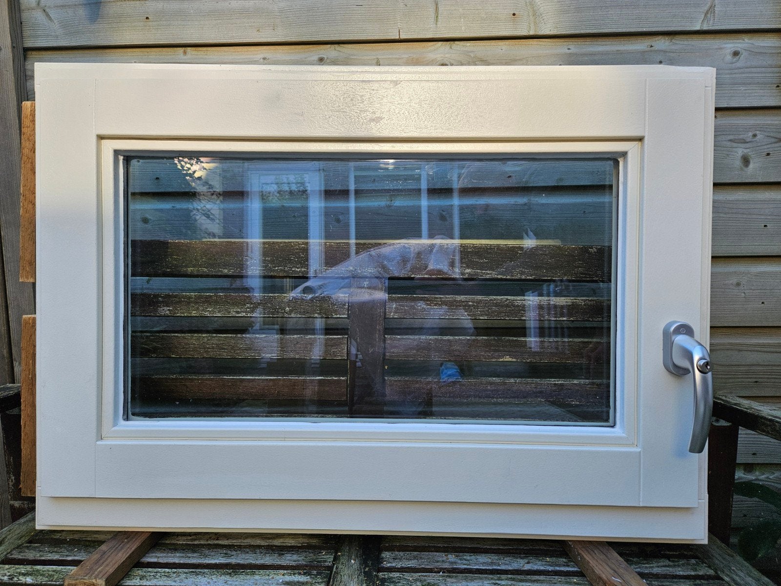 Nieuw draai-kiepraam hardhout 92.3x64.5, Climaplus XN, Ophalen, Gevelraam of Ruit, Minder dan 80 cm, 80 tot 120 cm