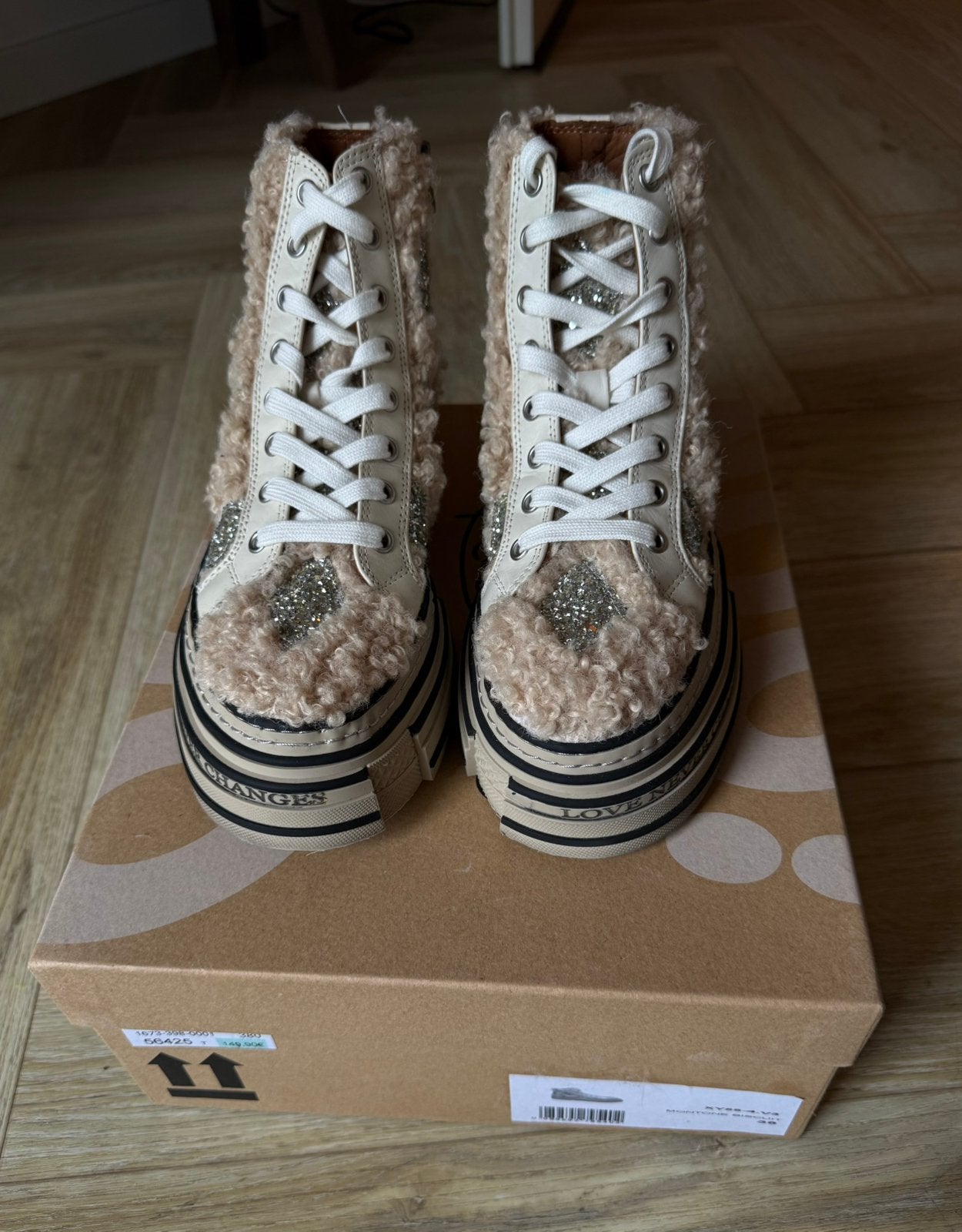 Rebecca White high top sneakers maat 38 – NIEUW, Verzenden, Beige, Nieuw, Sneakers of Gympen