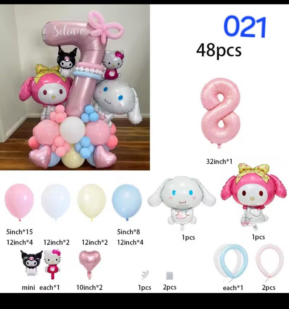 Nieuw Hello Kitty, My Melody, Cinnamoroll ballonnen set, Ophalen, Nieuw, Versiering, Verjaardag