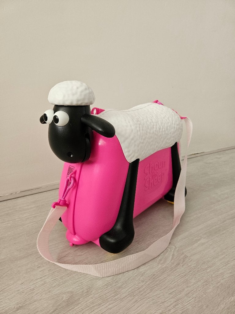 Shaun het Schaap Ride-On Kinderkoffer – Roze, Hard kunststof, Minder dan 50 cm, Zo goed als nieuw, Minder dan 35 cm