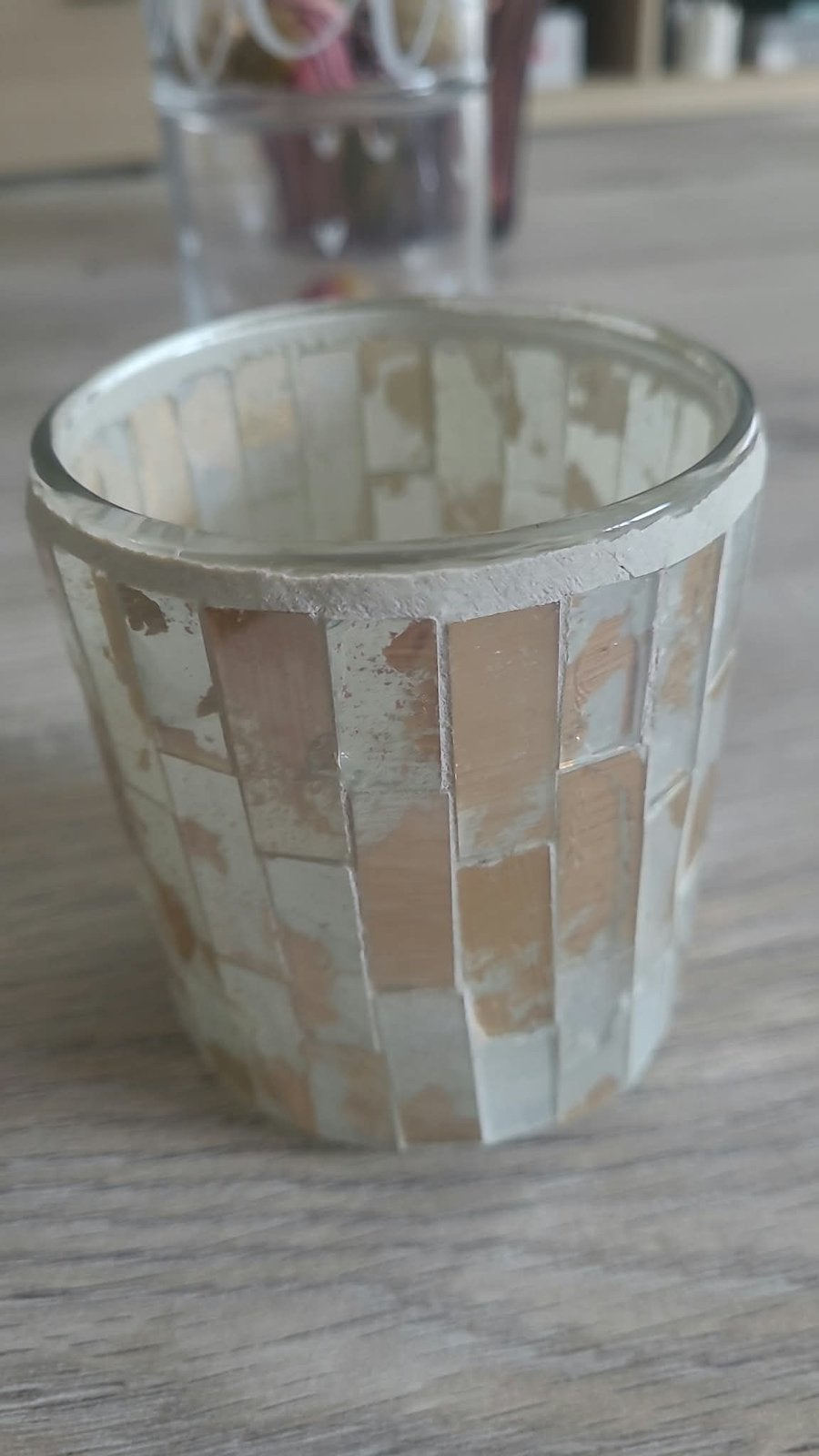 Te koop: waxinelichthouder mozaïek, stukjes glas, Ophalen of Verzenden, Nieuw, Glas, Waxinelichthouder