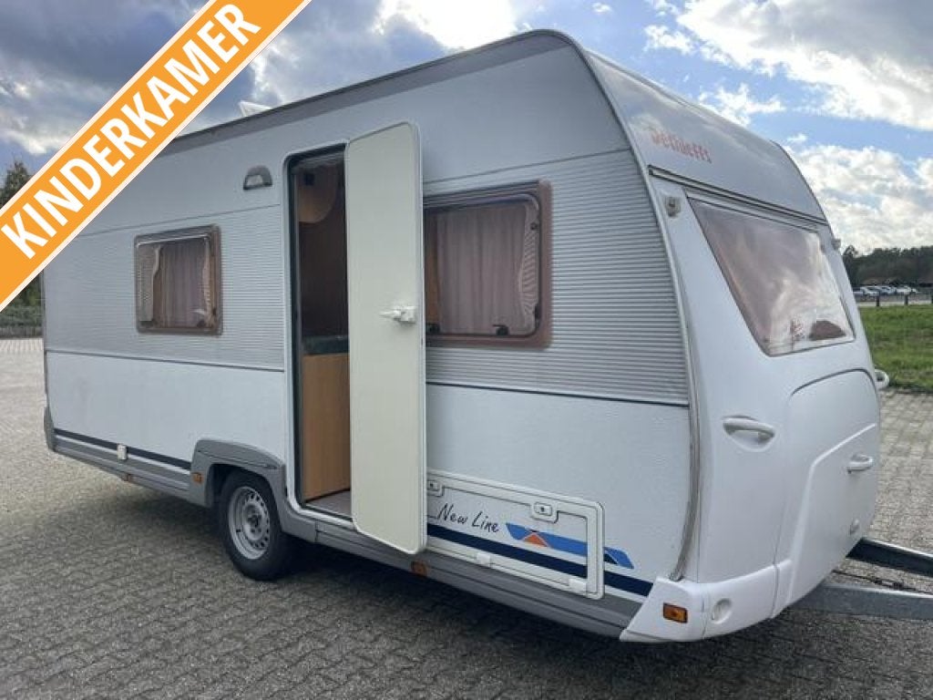 Dethleffs New Line 490 TK 2002; stapelbed 2xzit voortent, Bedrijf, Treinzit, Fietsenrek, Tot en met 5