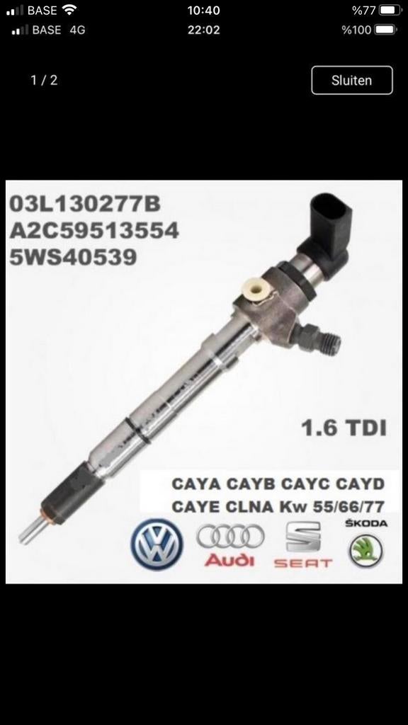 Verstuiver Volkswagen/Audi 1.6 tdi / Euro5/ 2008-2016, Ophalen of Verzenden
