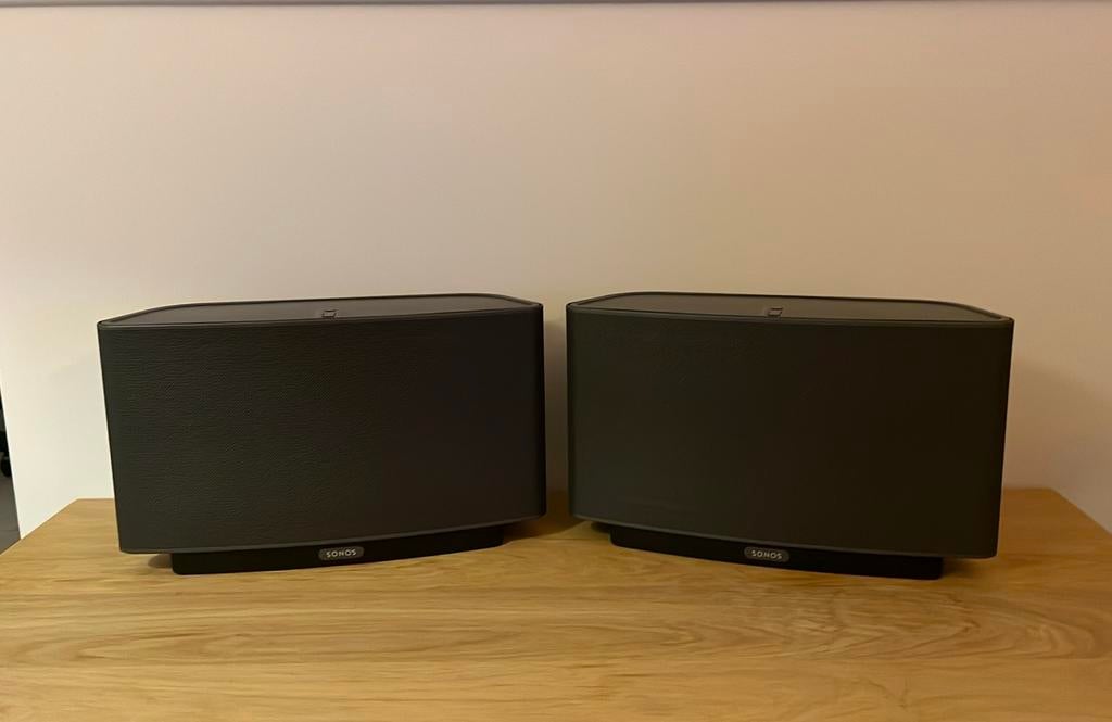 2x Sonos Play 5 gen 1 s1 app mutliroom speakers zwart, Audio, Tv en Foto, Luidsprekers, Zo goed als nieuw, Front, Rear of Stereo speakers