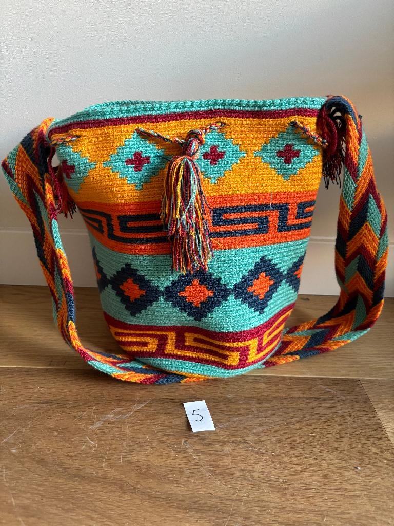 Wayuu tas multicolor dames, Unieke., Verzenden, Nieuw, Blauw, Schoudertasje