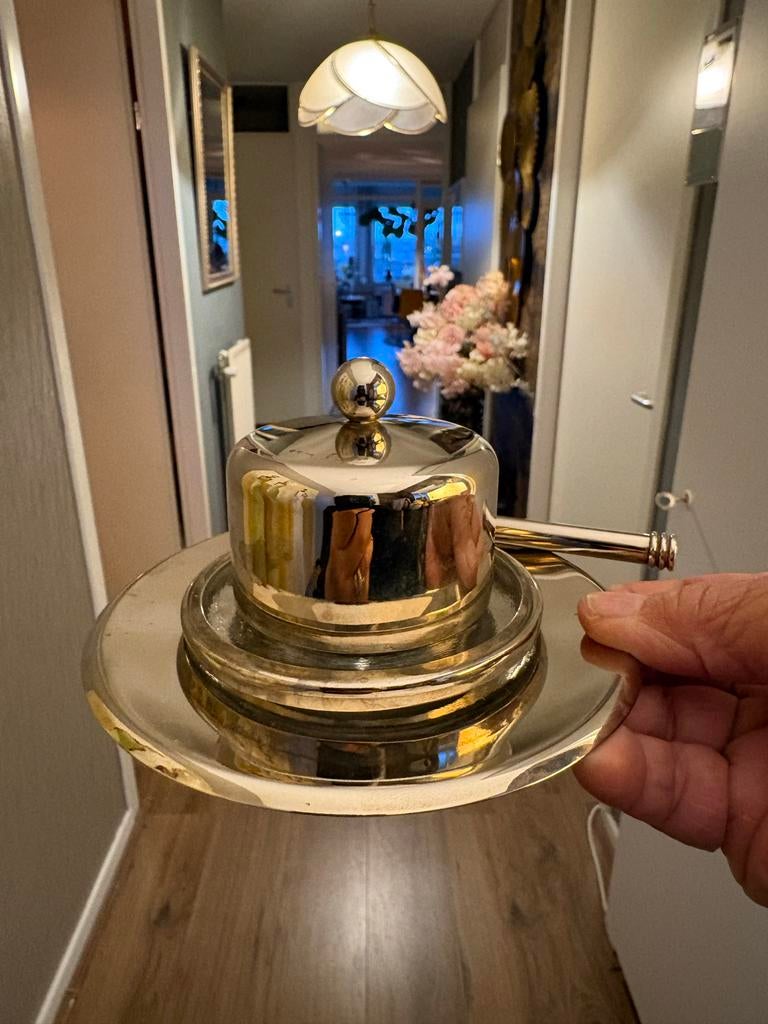 Verzilverde botervloot met mes, Antiek en Kunst, Ophalen of Verzenden, Zilver