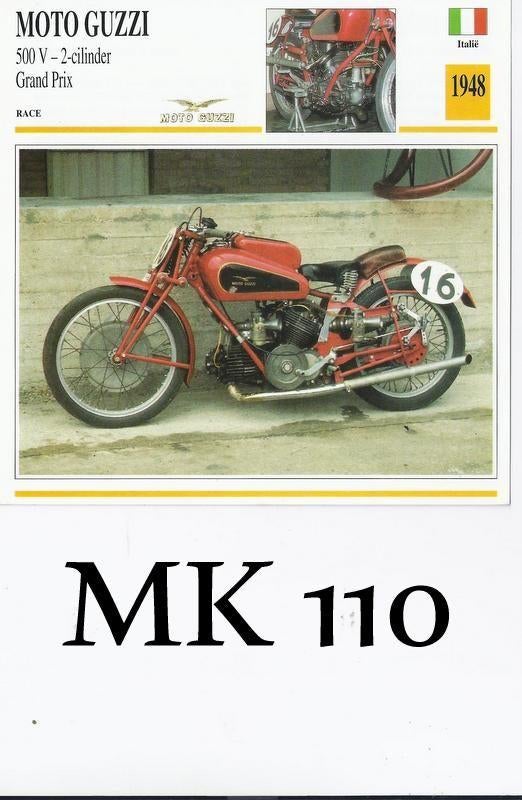 Mk110 motorkaart moto guzzi 500 v -2 cilinder grand prix, Ophalen of Verzenden, Zo goed als nieuw, Motoren