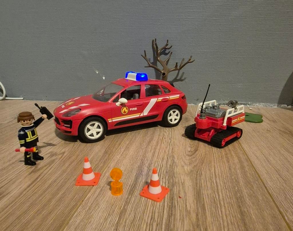 Playmobil Brandweer Porsche met Licht en Sirene, Ophalen of Verzenden, Zo goed als nieuw, Complete set