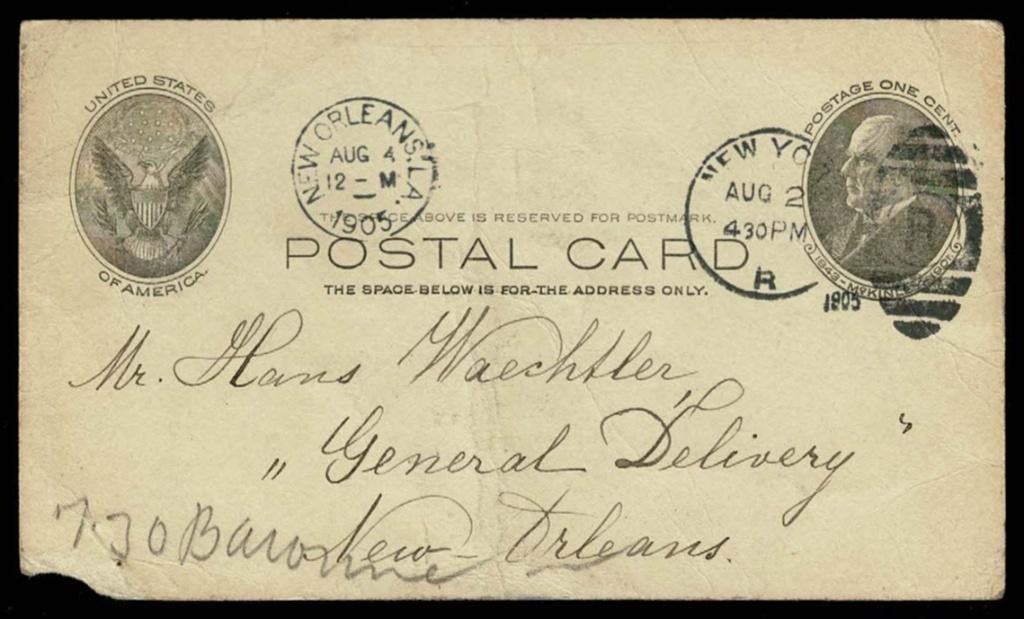 U.S. : Postal card afgestempeld 2 en 4 aug. 1905, Ophalen of Verzenden, Briefkaart