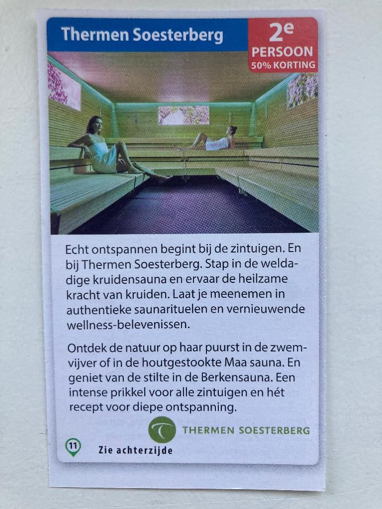 Kortings/voordeelbon Thermen Soesterberg, Tickets en Kaartjes, Kortingen en Cadeaubonnen, Drie personen of meer, Kortingsbon, Spa of Sauna