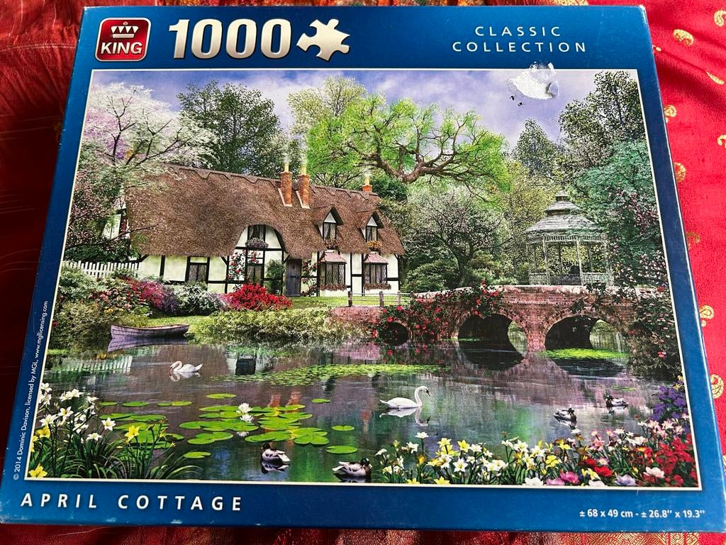 King Puzzel 1000 stukjes - April Cottage, Ophalen of Verzenden, 500 t/m 1500 stukjes, Zo goed als nieuw, Legpuzzel