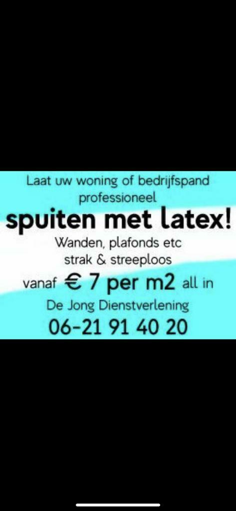 Professioneel latex laten spuiten vanaf €8,00 per m2, Diensten en Vakmensen, Schilders en Behangers, Garantie, Decoratieschilderwerk