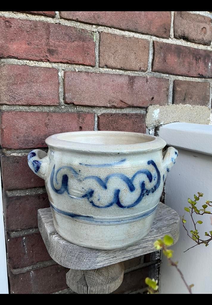 Mooie keulse pot inhoud van ong. 1 1/2 liter. Grijs / blauw., Antiek en Kunst, Antiek | Keramiek en Aardewerk, Ophalen of Verzenden