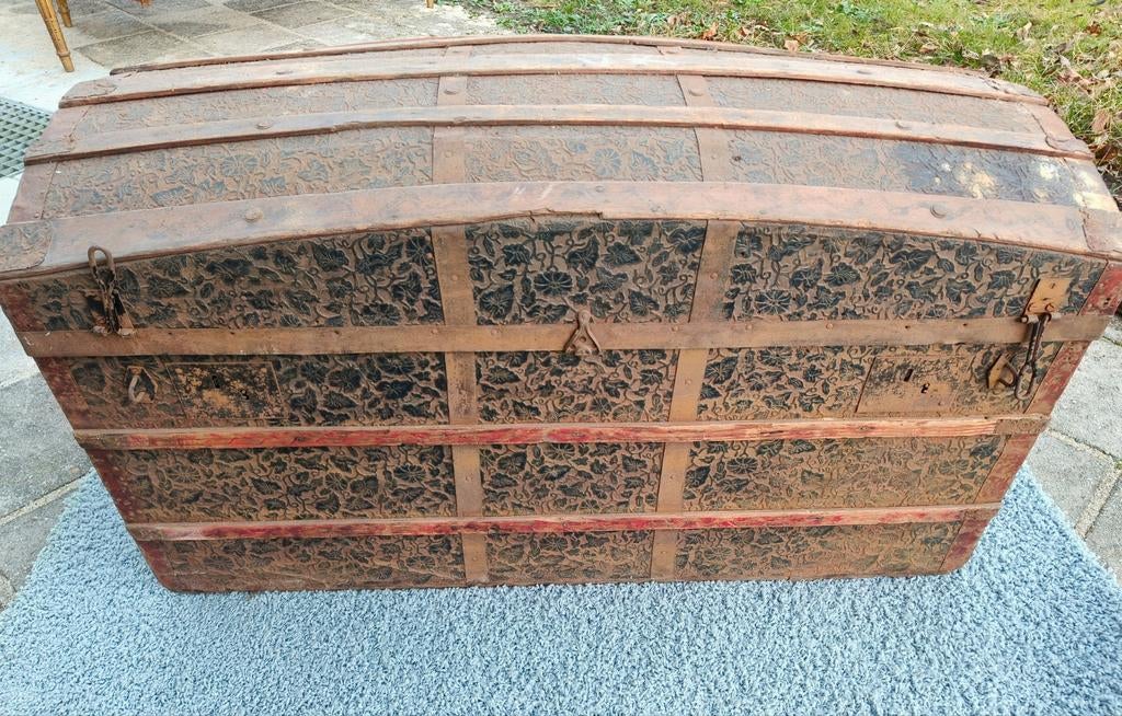 Hutkoffer, kist ca. 1880-1910, Gebruikt, 100 tot 150 cm, 50 tot 75 cm, 50 tot 75 cm