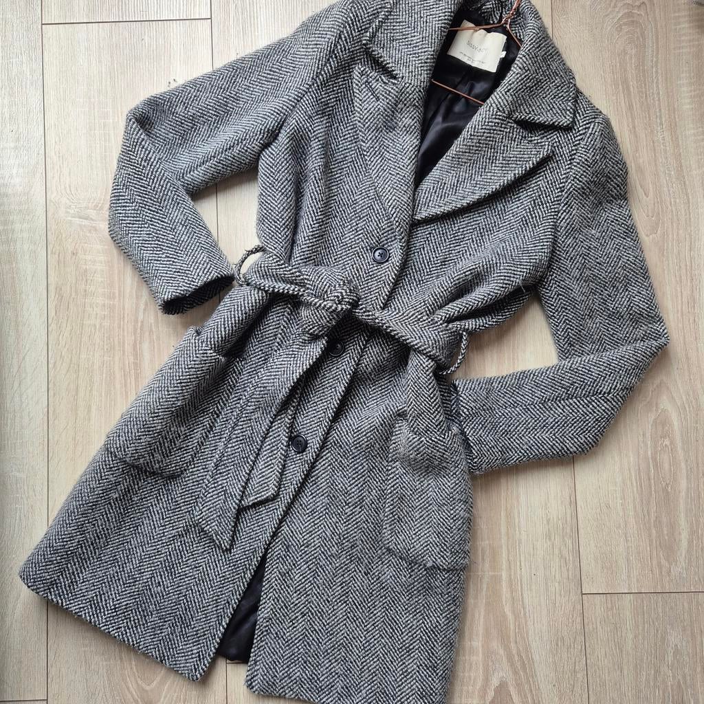 Sissy Boy wol tweed trenchcoat M, Maat 38/40 (M), Sissy-Boy, Ophalen of Verzenden, Grijs