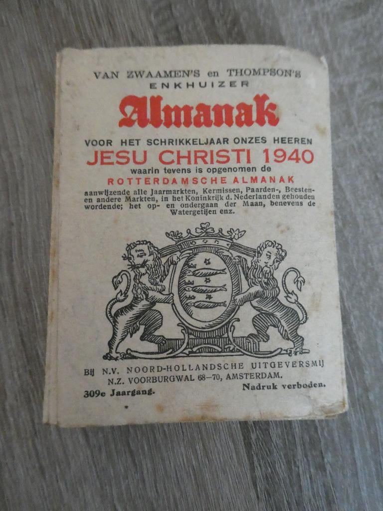 Enkhuizer almanak 1940, Ophalen of Verzenden, Onbekend