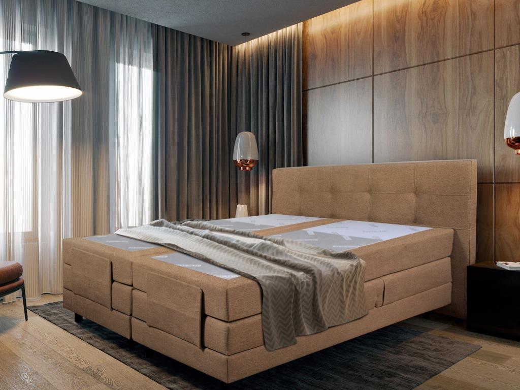 M-RAY Luxe Elektrische Boxspring nu € 2395,-, Ophalen, Bruin, Landelijk, 200 cm
