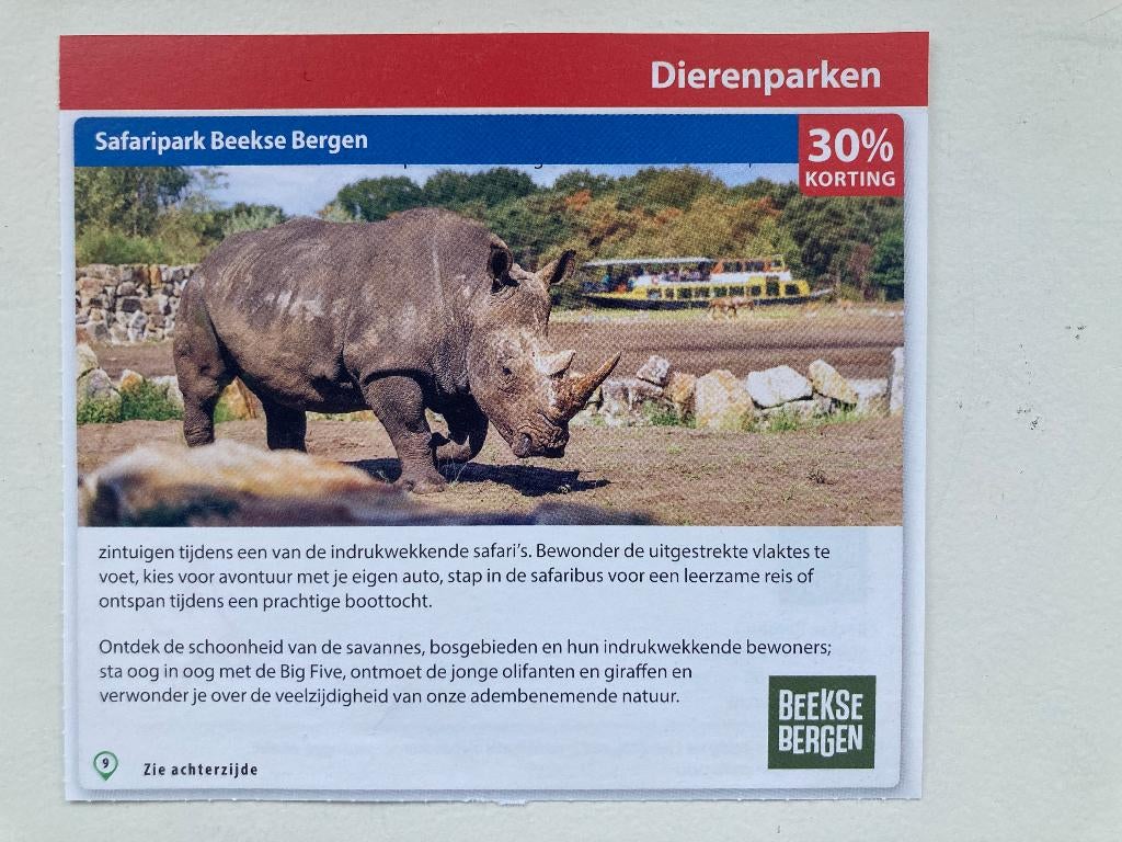 Kortingsbon Safaripark Beekse Bergen, Tickets en Kaartjes, Drie personen of meer, Kortingskaart